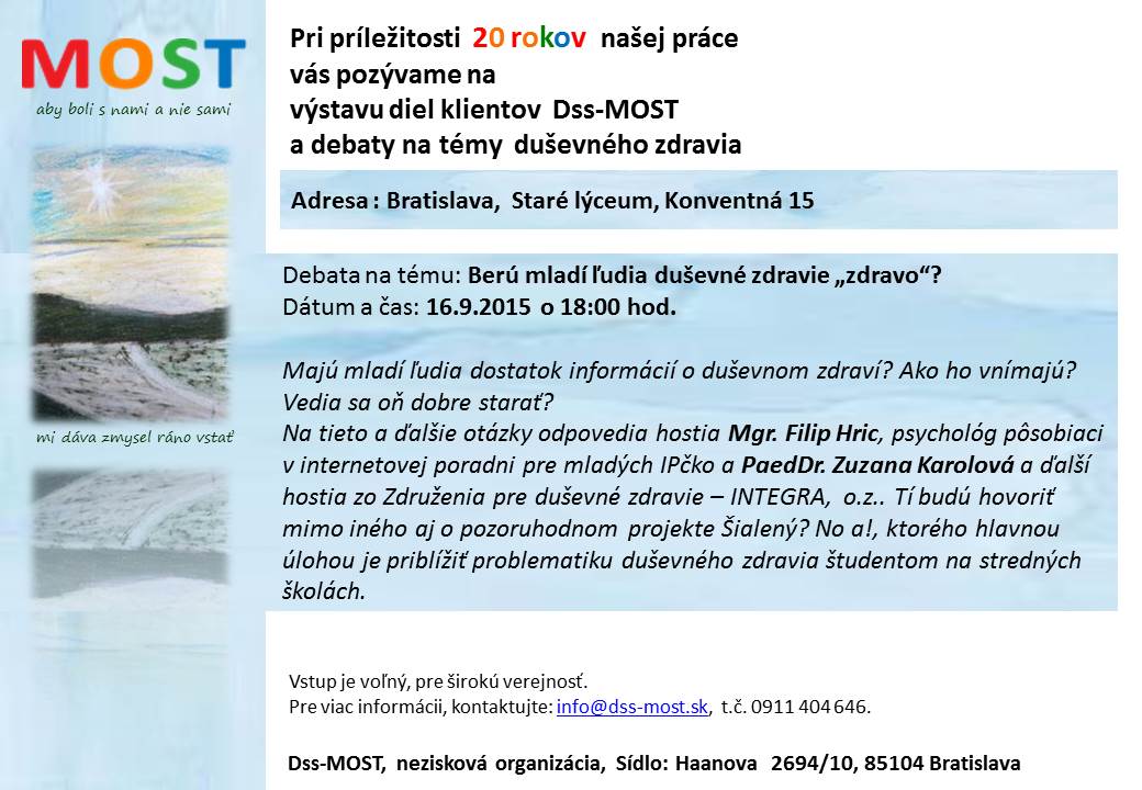 Pozvnka: DSS - MOST debaty o duevnom zdrav