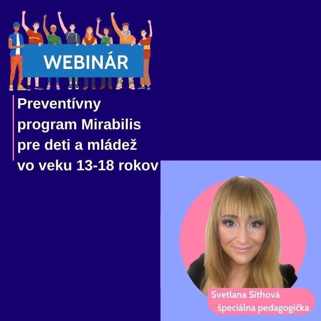 Preventvny program Mirabilis pre deti a mlde vo veku 13-18 rokov